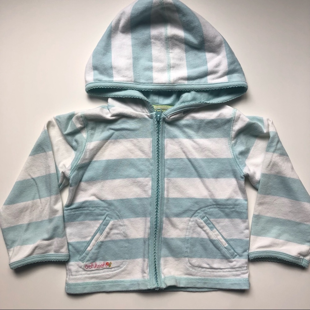 Oshkosh Aqua Blue / White Stripe Zip up Hoodie - Girls 3T